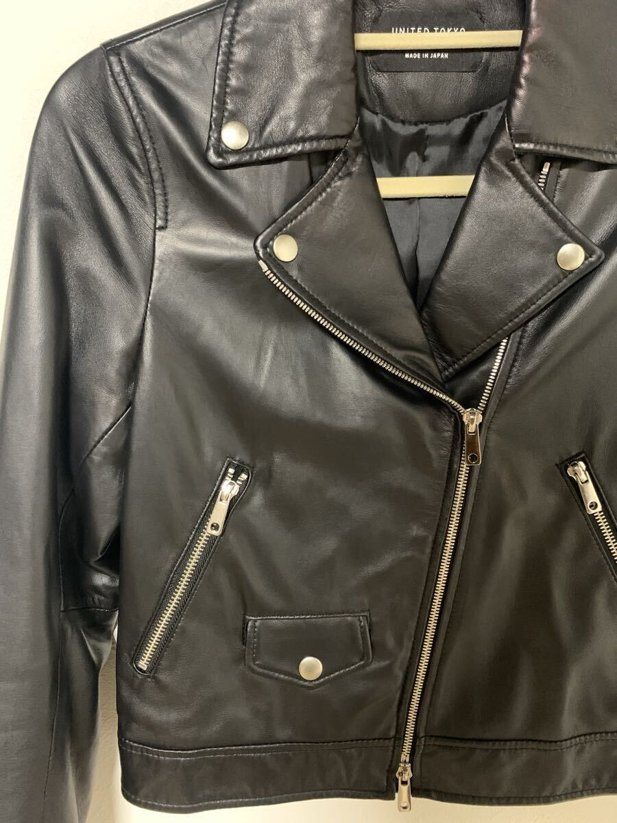 ライダースジャケット 黒 ラムレザー ライダース ブラック ZARA レザージャケット ジャケット 羊革 UNITED TOKYO_画像3