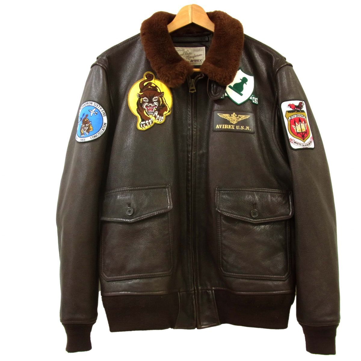 美品◆AVIREX アヴィレックス G-1 ゴートレザー フライトジャケット 襟ムートンボア 山羊革 2XLサイズ メンズ_画像1