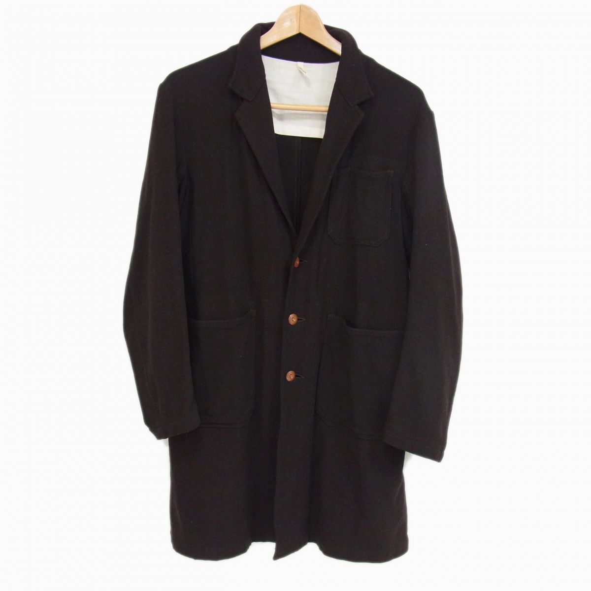 ◇Scye サイ ウール混紡 ショップコート ダークブラウン 秋冬物 メンズアウター_画像1