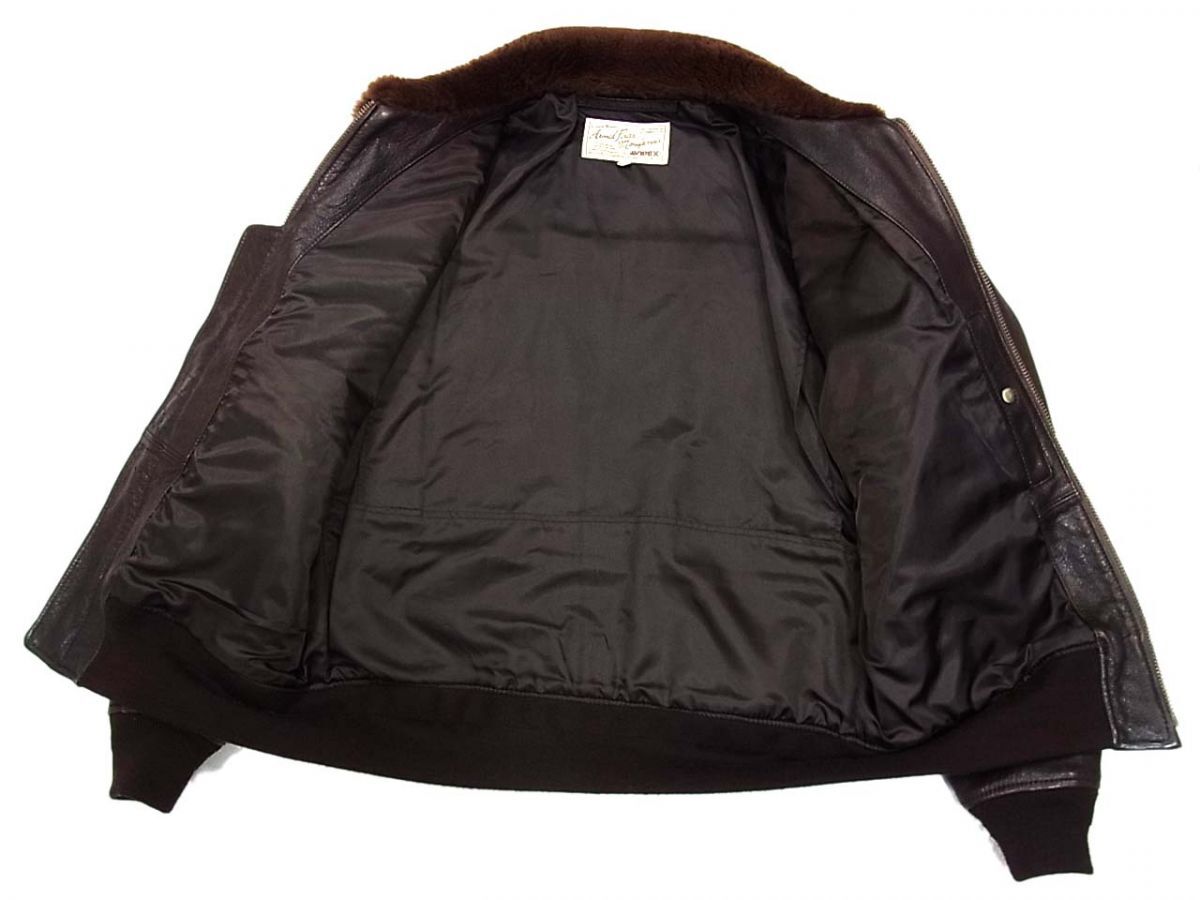 美品◆AVIREX アヴィレックス G-1 ゴートレザー フライトジャケット 襟ムートンボア 山羊革 2XLサイズ メンズ_画像3