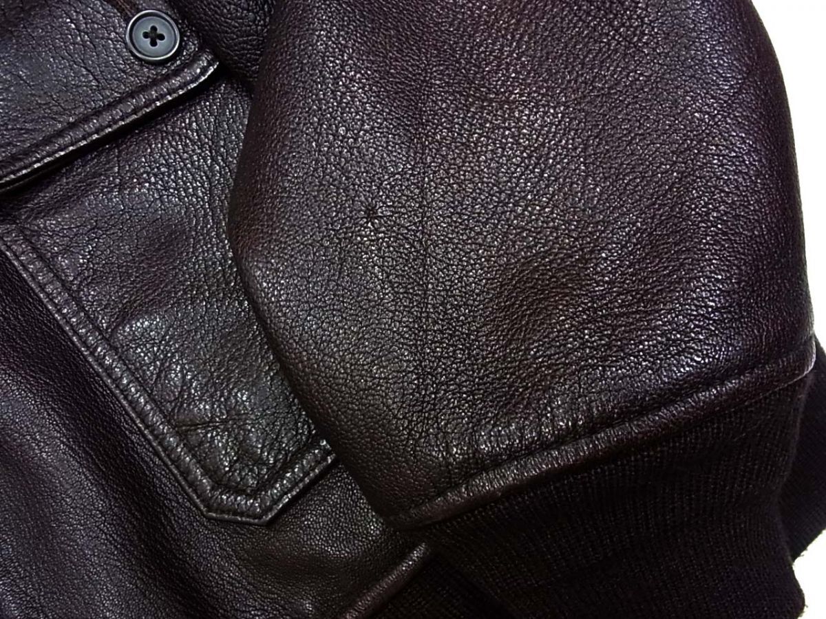 美品◆AVIREX アヴィレックス G-1 ゴートレザー フライトジャケット 襟ムートンボア 山羊革 2XLサイズ メンズ_画像9