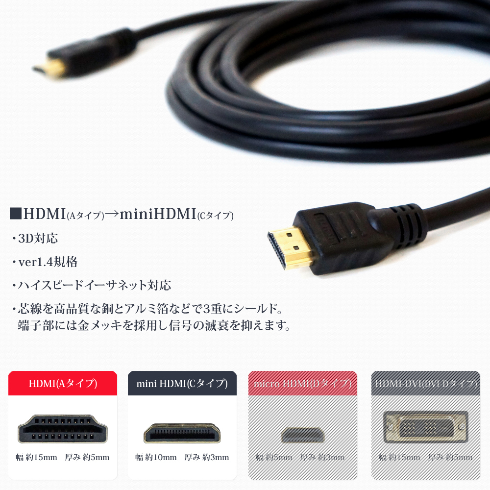 HDMI‐HDMIminiケーブル 1.5m　A-Cタイプ メール便 送料無料 XCA115M_画像2