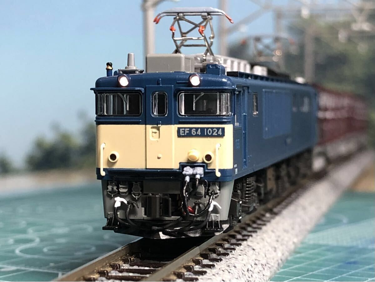KATO 3024-3 EF64 1000 一般色JR貨物クーラー搭載車【 1025】号機、新品取付加工、常点灯ライトユニット搭載、解放テコ追加、伯備線仕様_画像1