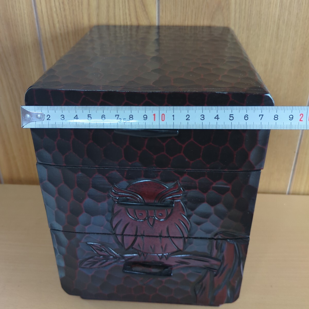 鎌倉彫 フクロウの小引き出し 伝統工芸 小物入れ 木製 昭和レトロ インテリア_画像6