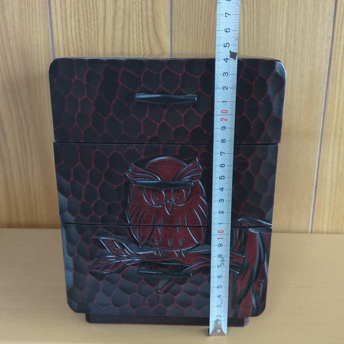 鎌倉彫 フクロウの小引き出し 伝統工芸 小物入れ 木製 昭和レトロ インテリア_画像7