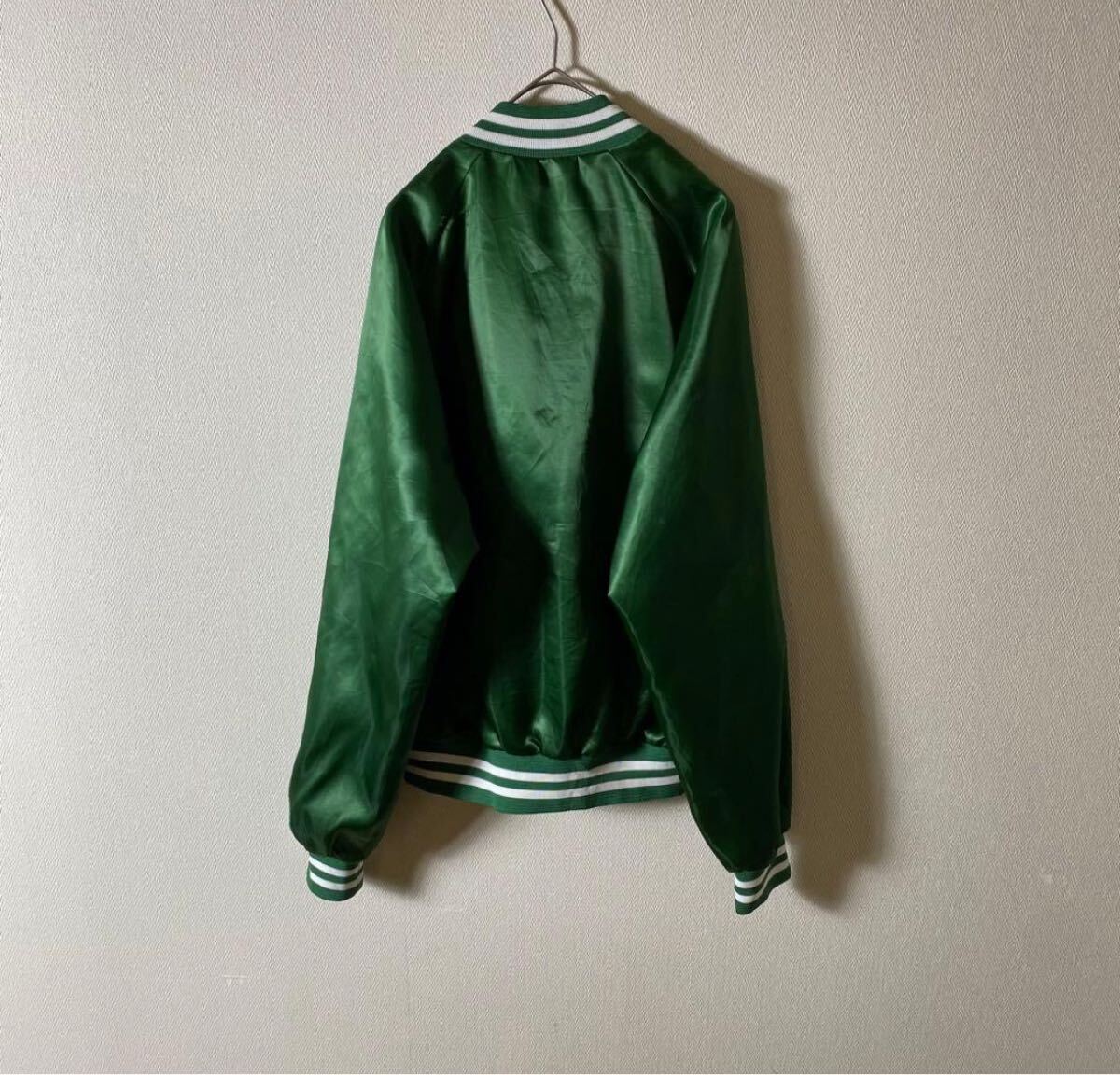 90s chalk line USA celtics NBA スタジャン vintage チーム グリーン L_画像2