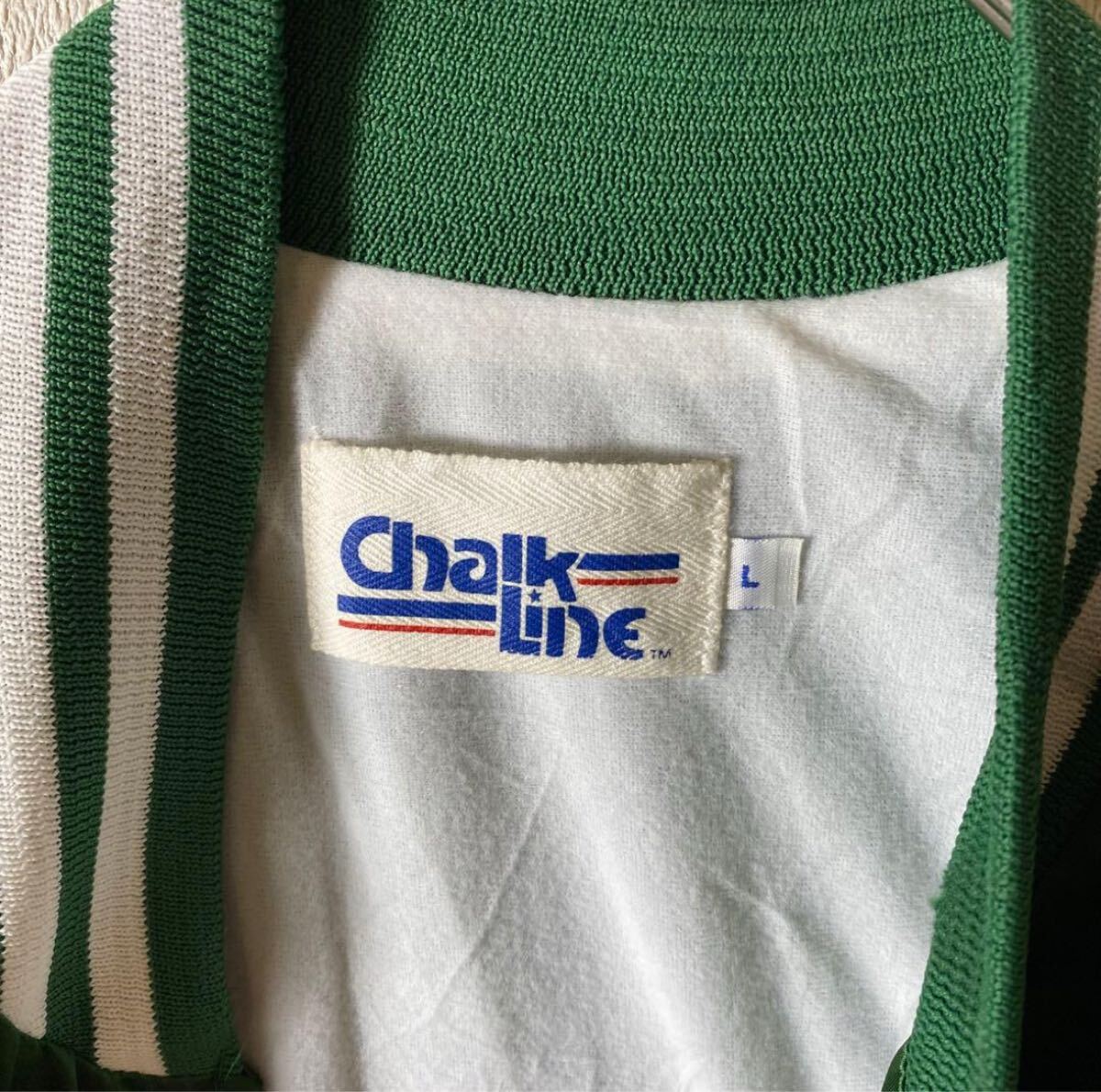 90s chalk line USA celtics NBA スタジャン vintage チーム グリーン L_画像4