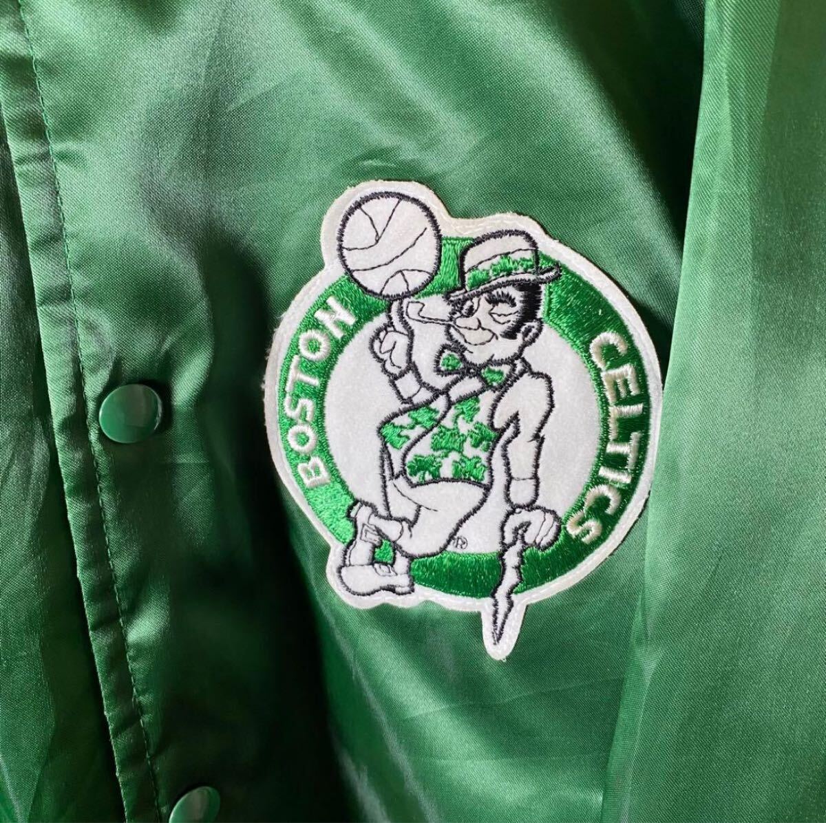 90s chalk line USA celtics NBA スタジャン vintage チーム グリーン L_画像5
