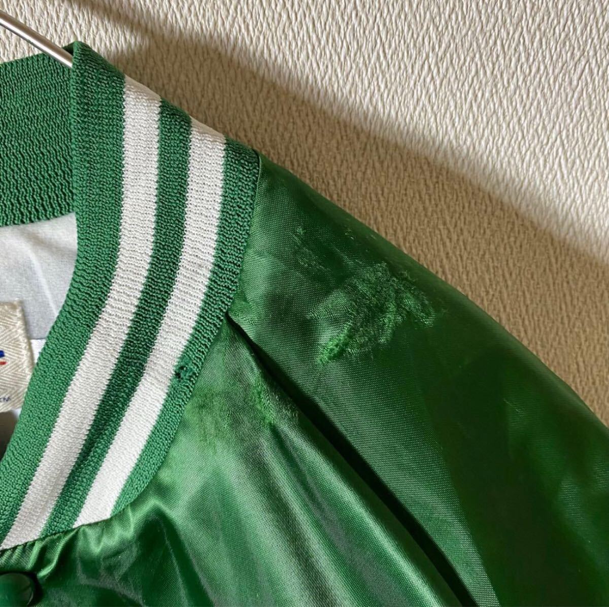 90s chalk line USA celtics NBA スタジャン vintage チーム グリーン L_画像7