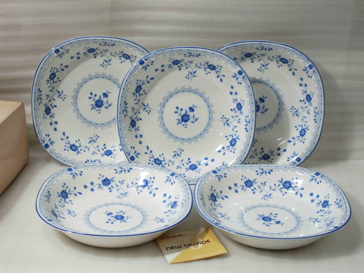 9★ノリタケ new decade ニューディケイド オーブン レンジ対応 20センチ カレートレー5客 栞 オリジナル箱 未使用品_画像2