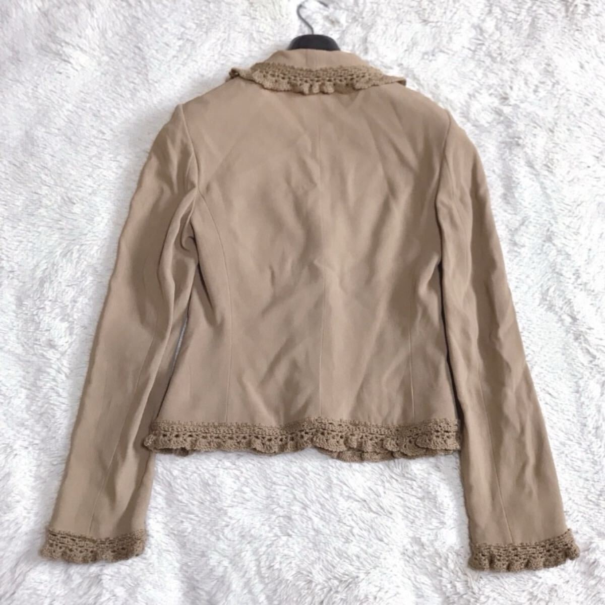 美品 MOSCHINO フリル セットアップ ジャケット スカート 薄手 L モスキーノ_画像7