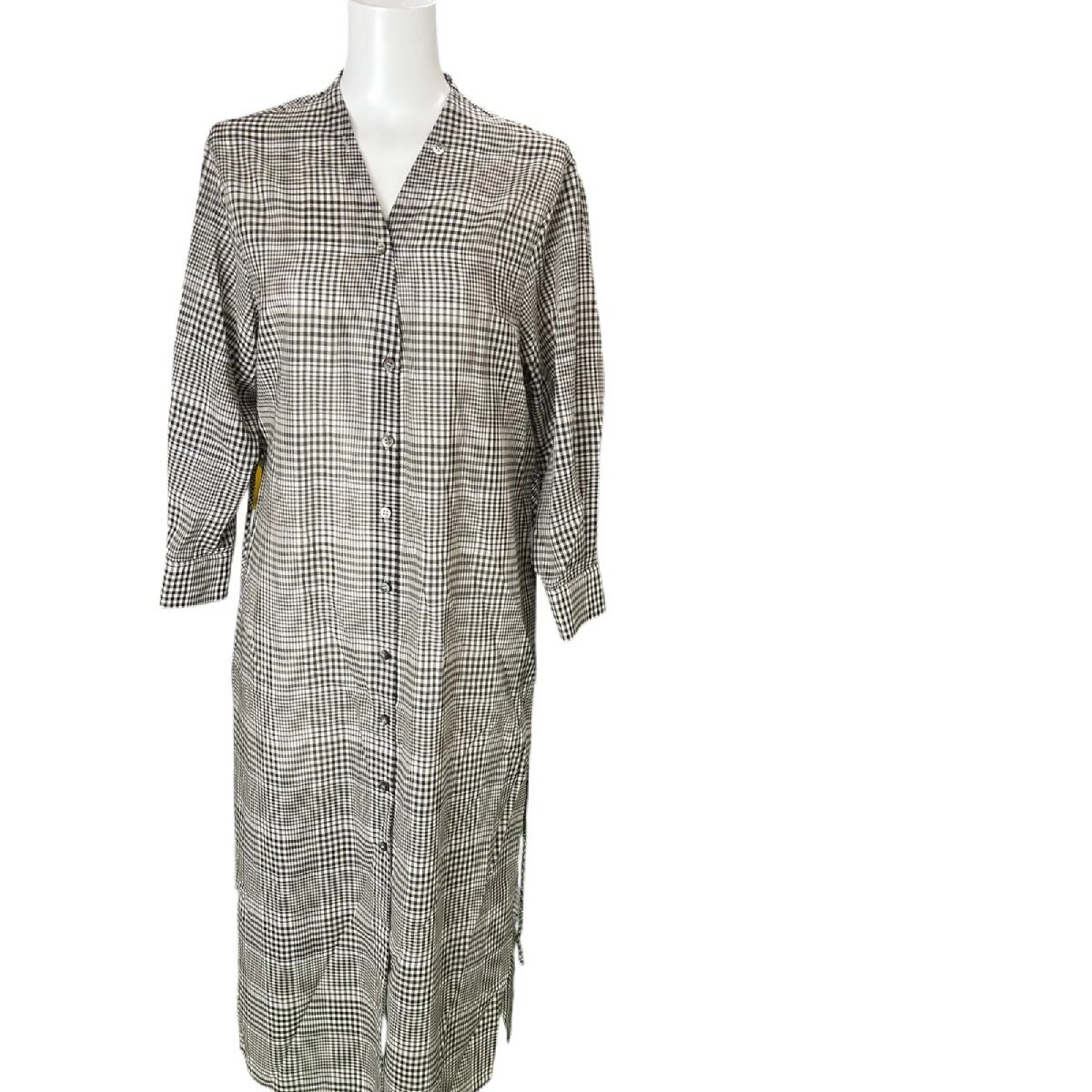 極美品 セオリー theory 薄手ウール混 チェック柄 ロング ワンピース S、7号 S5N084_画像2
