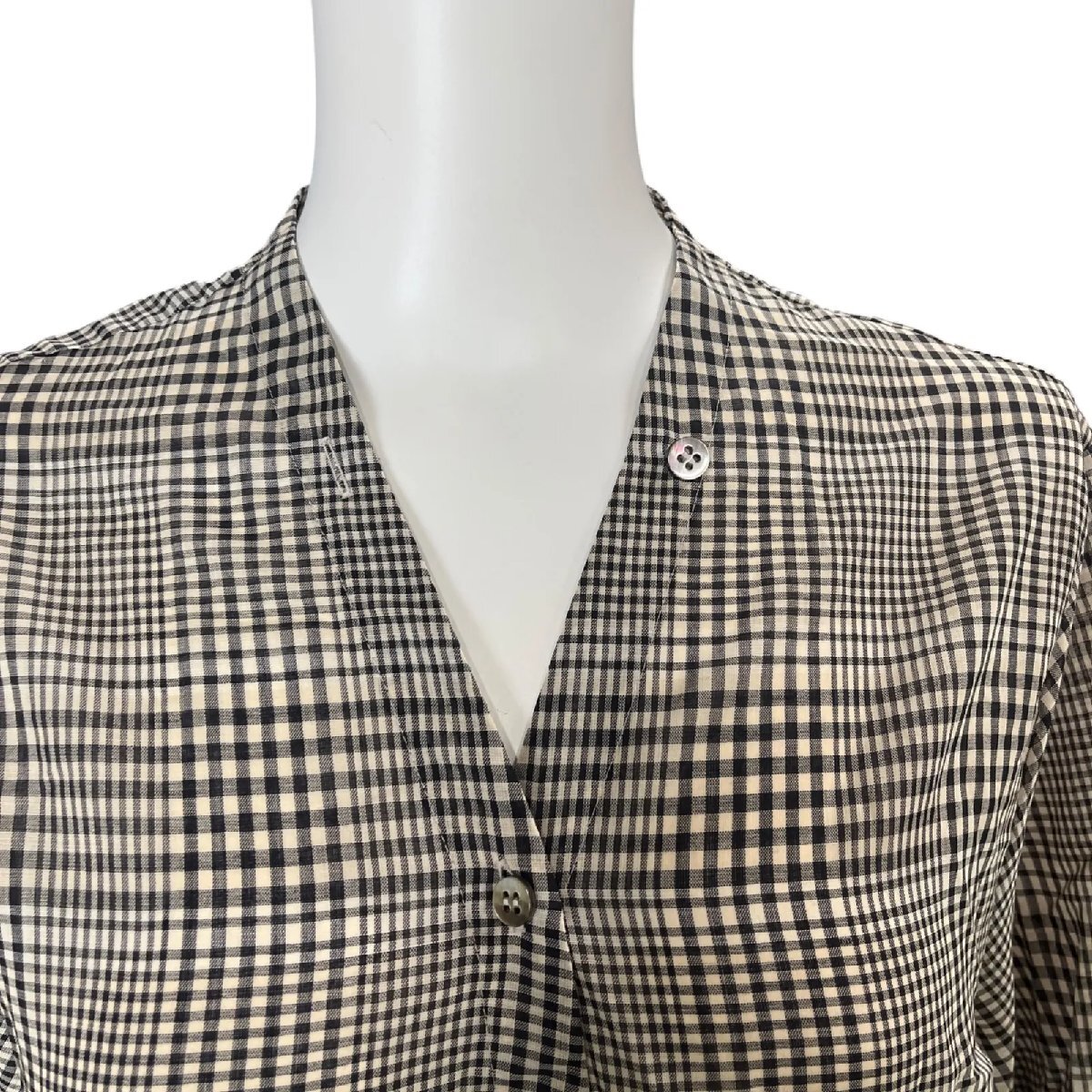 極美品 セオリー theory 薄手ウール混 チェック柄 ロング ワンピース S、7号 S5N084_画像7