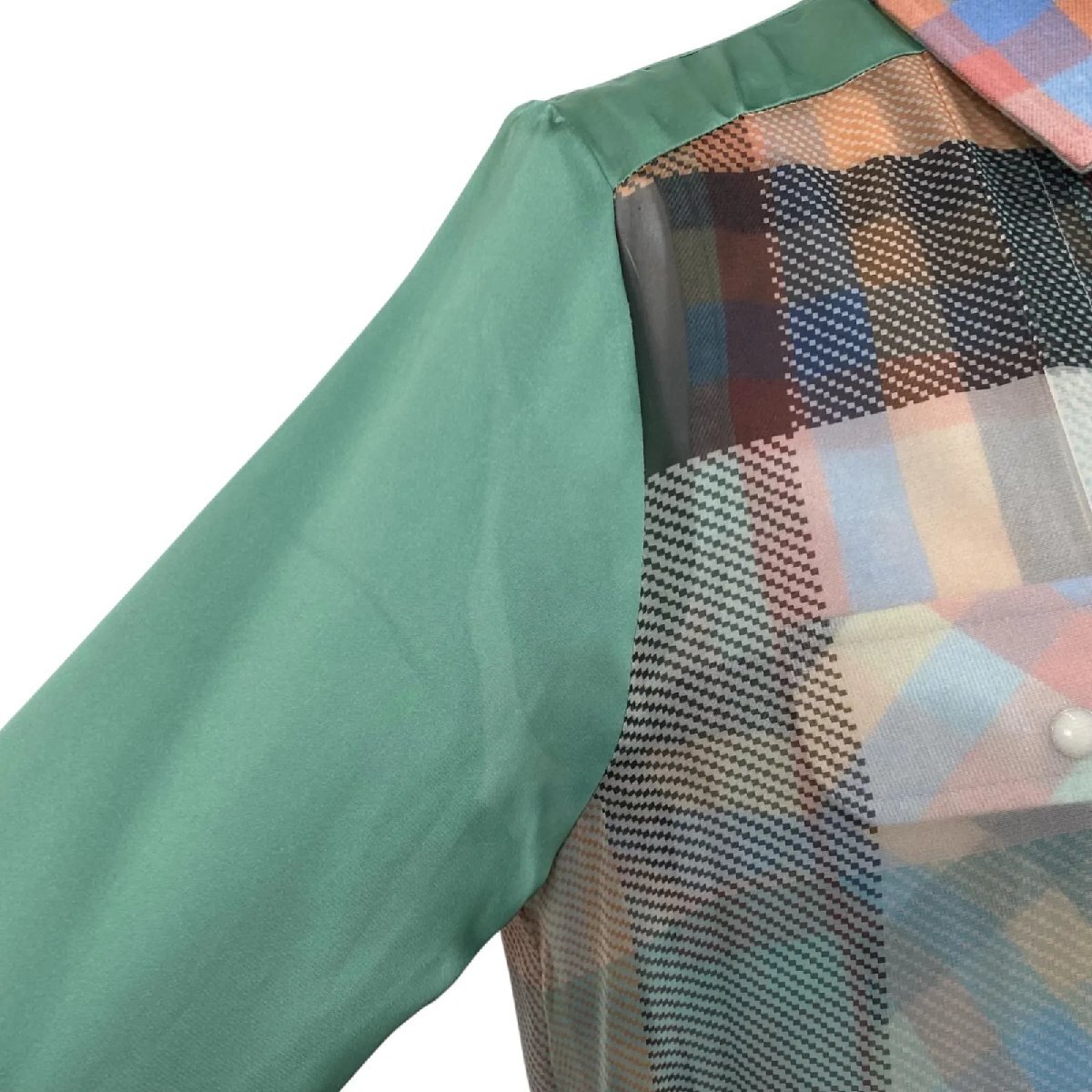 サカイ sacai アシンメトリー プレイド シャツ ドレス マキシ丈 コットン 3、L、11号 レディース S5U169_画像3