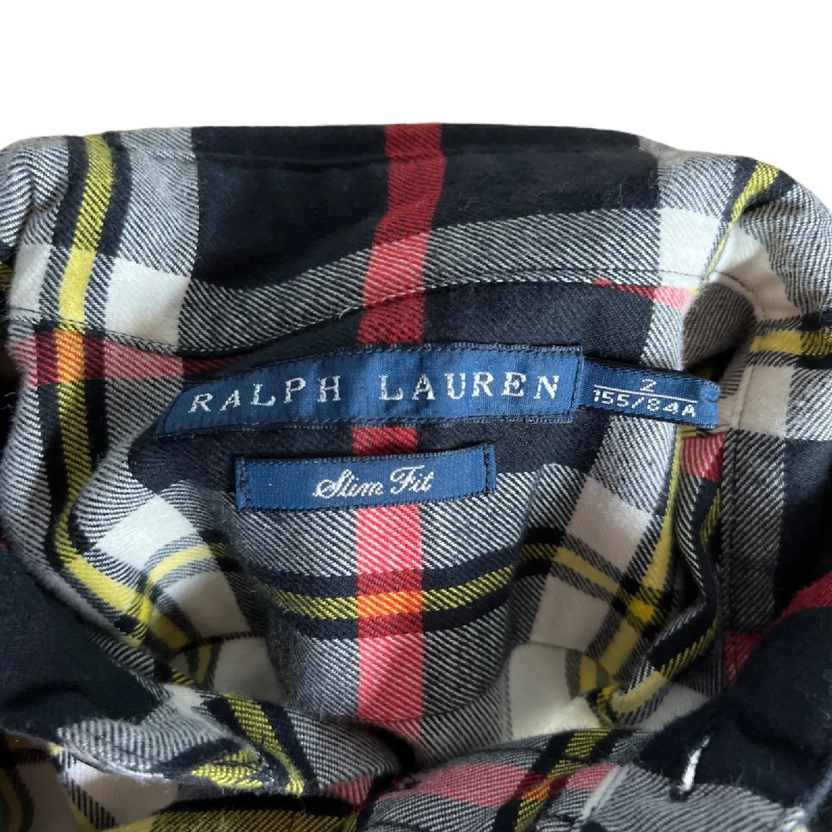 美品 ラルフローレン RALPH LAUREN ネルシャツ チェック柄 胸元刺繍 黒赤他 2 155/84A キッズ ボーイズ M4J008_画像4