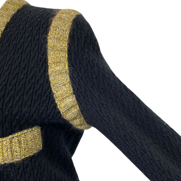 ● シャネル CHANEL ニットワンピース 15A ヴィンテージ マトラッセ柄 黒 金色 シルク カシミア モヘア 34 XS 5号 レディース S5W034_画像3