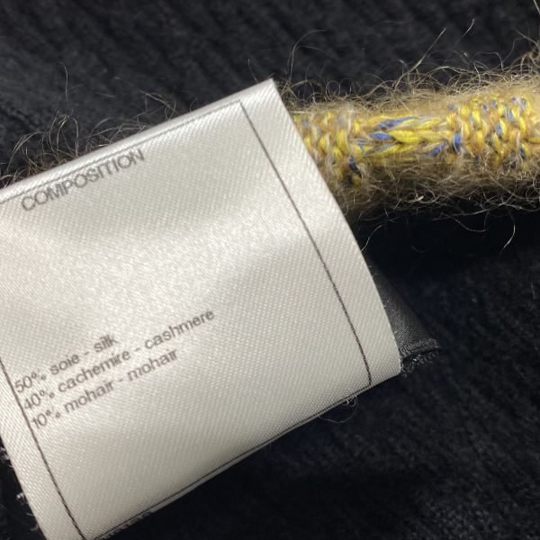 ● シャネル CHANEL ニットワンピース 15A ヴィンテージ マトラッセ柄 黒 金色 シルク カシミア モヘア 34 XS 5号 レディース S5W034_画像9