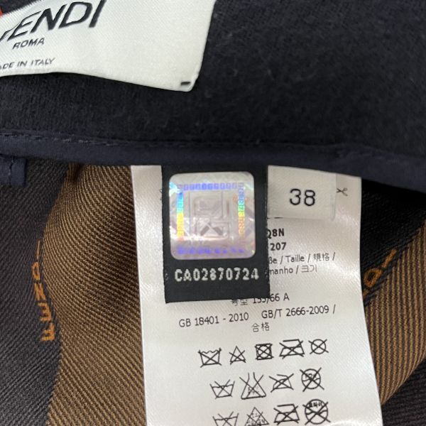 * Fendi Fendi длинный узкая юбка необычность материалы чёрный шерсть шелк 38 M 9 номер женский S5V373