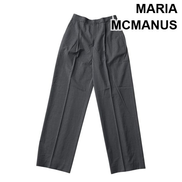 マリアマクマナス MARIA MCMANUS ワイドスラックス ワイドパンツ センタープレス パンツ グレー 毛混 S 7号 レディース S5X110_画像1