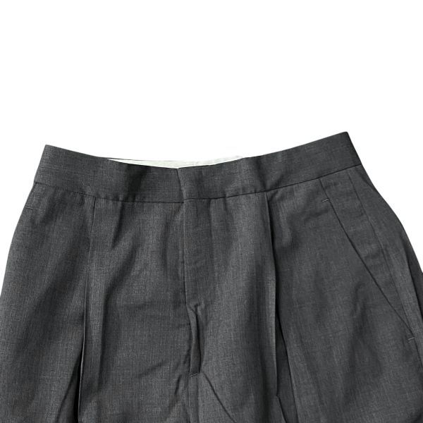 マリアマクマナス MARIA MCMANUS ワイドスラックス ワイドパンツ センタープレス パンツ グレー 毛混 S 7号 レディース S5X110_画像2