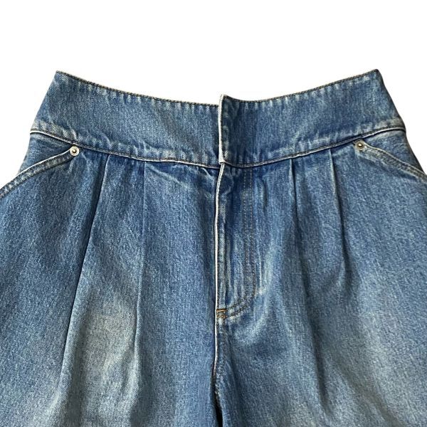 ● 未使用 ロエベ LOEWE トラウザーズ デニム クロップド丈 ストレートレッグ ブルー コットン100％ 36 S 7号 レディース S5W051_画像3