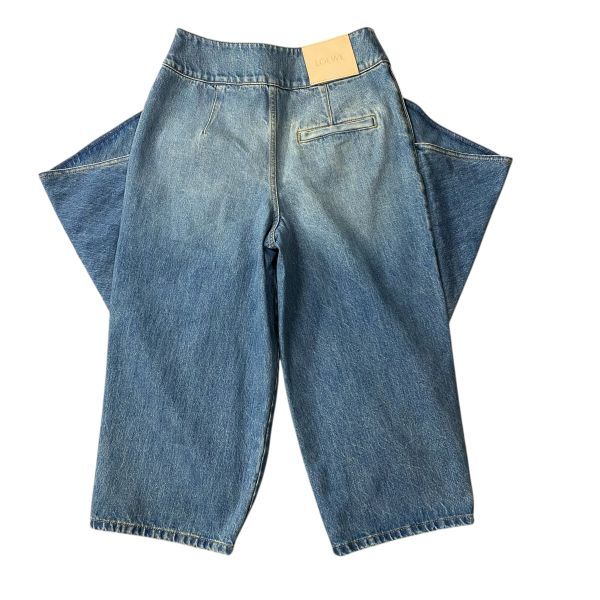 ● 未使用 ロエベ LOEWE トラウザーズ デニム クロップド丈 ストレートレッグ ブルー コットン100％ 36 S 7号 レディース S5W051_画像5