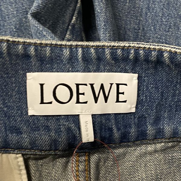 ● 未使用 ロエベ LOEWE トラウザーズ デニム クロップド丈 ストレートレッグ ブルー コットン100％ 36 S 7号 レディース S5W051_画像8