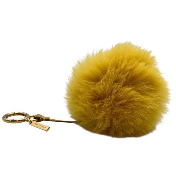 * прекрасный товар Fendi FENDI мех pompon очарование брелок для ключа сумка очарование желтый цвет мех лисы кожа женский 5E055