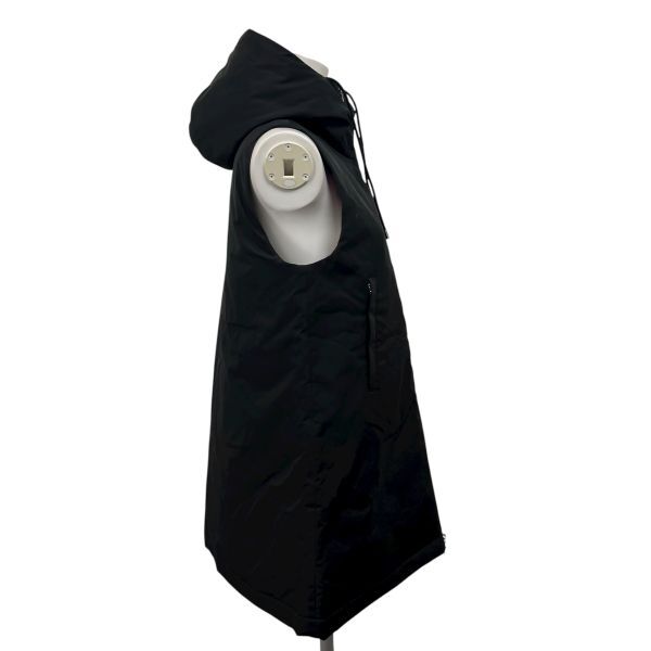 未使用 ジュンコシマダ 49AV.junko shimada 中綿ベスト フード 袖なしダブルジップ 黒 サイケ柄 40 L 11号 レディース S5X055_画像4