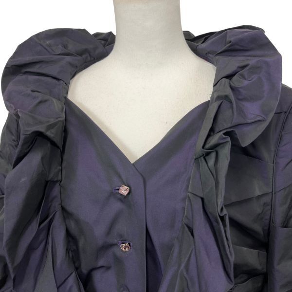 エスカーダ ESCADA ブルゾン フリル 重ね着デザイン パープル 黒 42 L～XL レディース S5V367_画像2