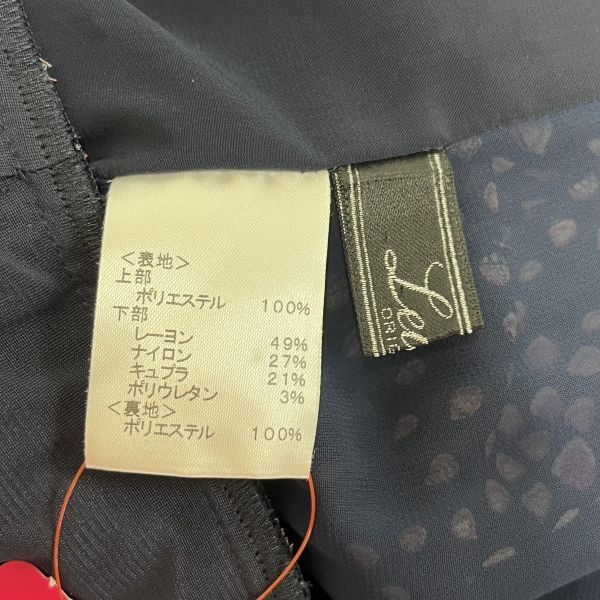 レリアン leilian ワンピース ミモレ丈 透け感 ハート柄 ネイビー ピンク 9号 M レディース S5V448_画像7