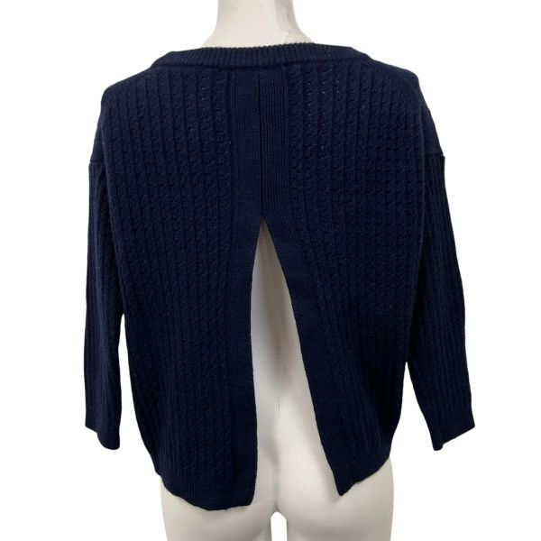 MARLENEDAM マーレンダム トップス ニット セーター 七分袖 後ろ開きデザイン ネイビー ウール カシミア 40 L 11号 レディース S5W189_画像5
