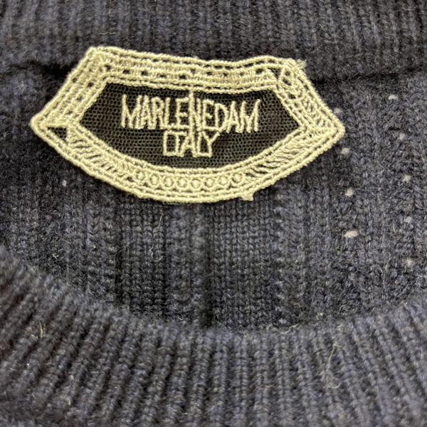 MARLENEDAM マーレンダム トップス ニット セーター 七分袖 後ろ開きデザイン ネイビー ウール カシミア 40 L 11号 レディース S5W189_画像6