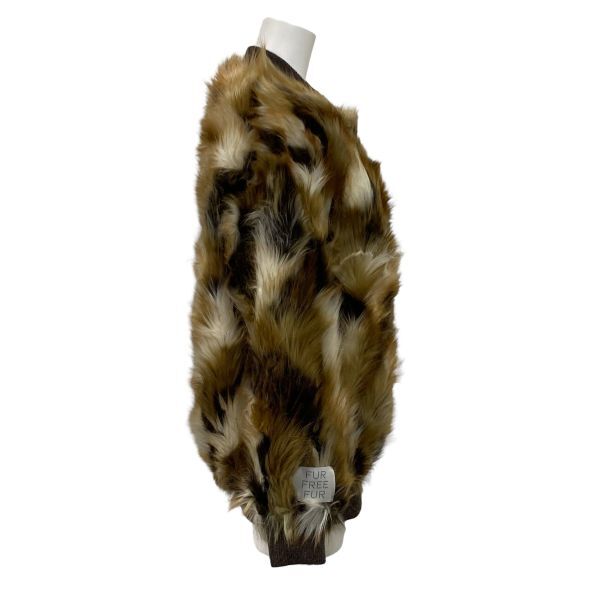 ステラマッカートニー STELLA McCARTNEY ファー フリー ファー ジャケット ファーコート 長袖 ブラウン系 38 M 9号 レディース S5W291_画像4