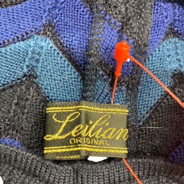 レリアン leilian ケープコート 前あき ニット ポンチョ アウター 黒 ネイビー ブルー ウール モヘア M 9 レディース B5Y028_画像5