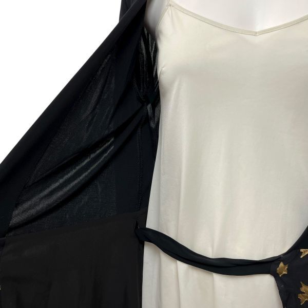 ダイアンフォンファステンバーグ DIANE von FURSTENBERG ラップワンピース 長袖 膝丈 黒 ゴールド色 シルク 4 M 9号 レディース S5V633_画像7