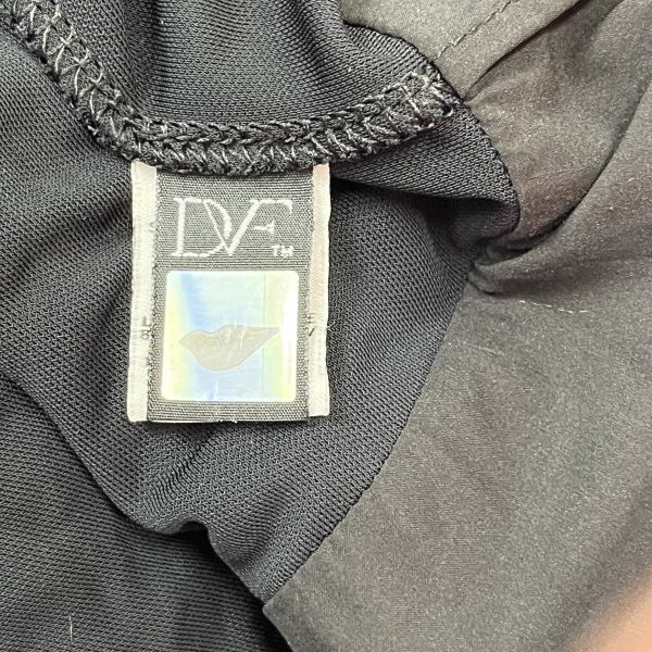 ダイアンフォンファステンバーグ DIANE von FURSTENBERG ラップワンピース 長袖 膝丈 黒 ゴールド色 シルク 4 M 9号 レディース S5V633_画像9