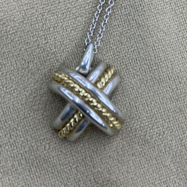 ティファニー TIFFANY&Co. ネックレス シグネチャーネックレス ペンダント シルバー色 ゴールド色 シルバー925 K18 レディース H5Y108_画像3