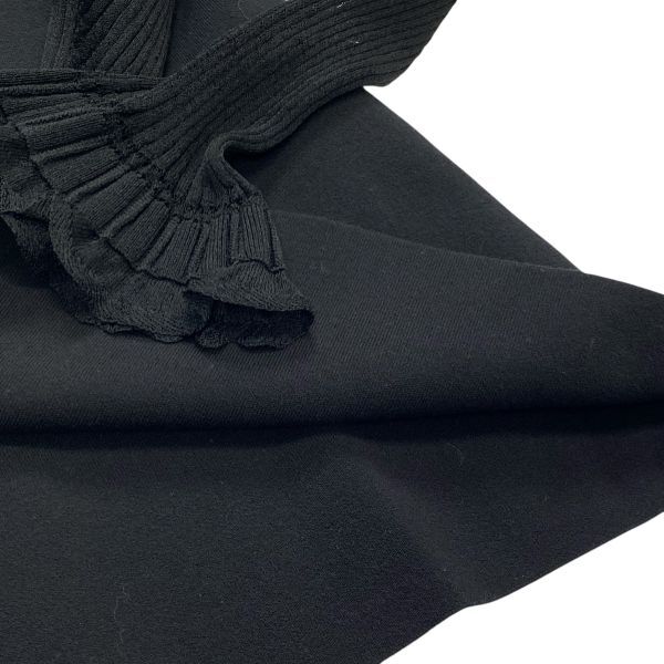 セオリー theory シアースリーブカットソー 長袖 フリル Uネック 黒 綿混 S 7号 レディース S5V202_画像6