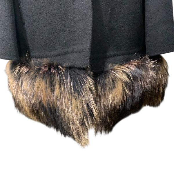 アナイ ANAYI ノーカラーコート 長袖 ミドル丈 裾ファー付 黒 毛 カシミア混 ファー 38 M 9サイズ レディース H5Y050_画像5