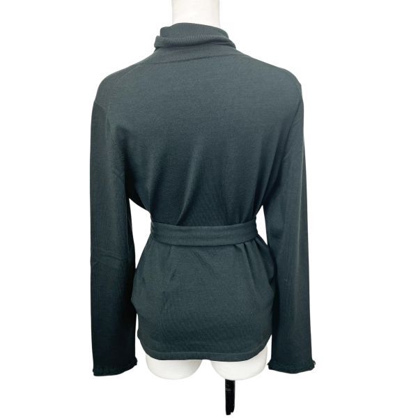 バーバリーロンドン BURBERRY LONDON ニット ハイネック ベルト カーキ グリーン 羊毛 綿 カシミア 2 S～M レディース S5V440_画像3