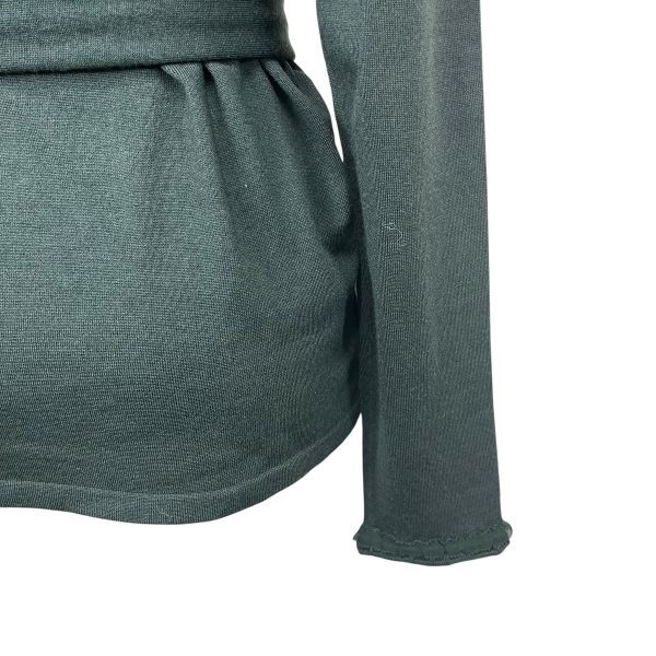 バーバリーロンドン BURBERRY LONDON ニット ハイネック ベルト カーキ グリーン 羊毛 綿 カシミア 2 S～M レディース S5V440_画像4