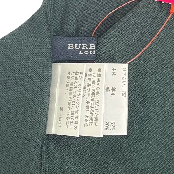 バーバリーロンドン BURBERRY LONDON ニット ハイネック ベルト カーキ グリーン 羊毛 綿 カシミア 2 S～M レディース S5V440_画像5