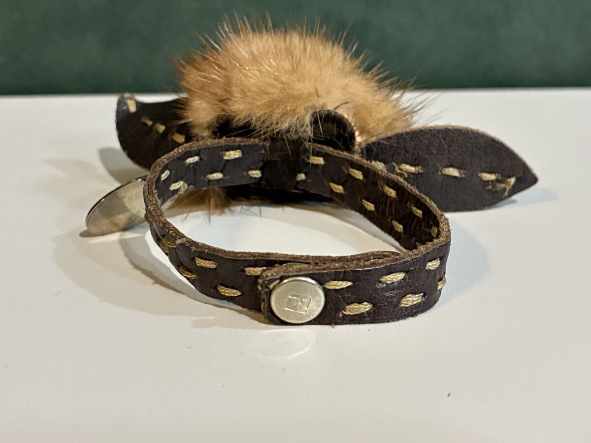 FENDI Fendi браслет selection задний мех кролика норка цветок роза rose кожа женский Vintage 