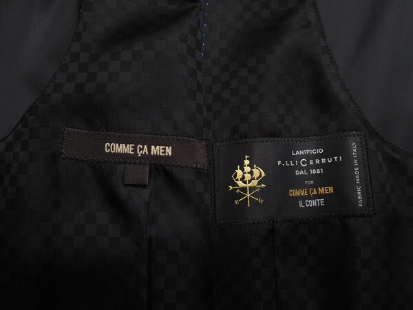 新品定価2.5万円 COMME CA MEN コムサメン 春夏『チェルッティ イタリア製生地』チェック ジレ/ベストSS灰(04) 03VP02_画像5
