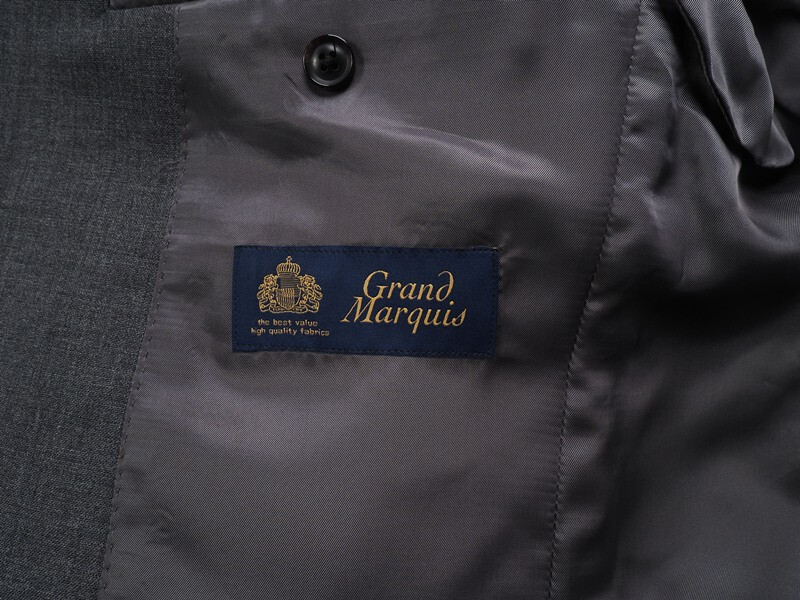新品サンプル azabu tailor 麻布テーラー 春秋冬『GRAND MARQUIS 日本製生地』ウール100% 無地 スーツ 46A(A5)灰 0313-140_画像8