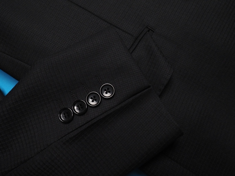 新品 STUDIO by DURBAN ダーバン 秋冬総裏 Super100'S 艶感ウール100% シャドーチェック ツーパンツ スーツAB5黒(99) 0401084_画像5