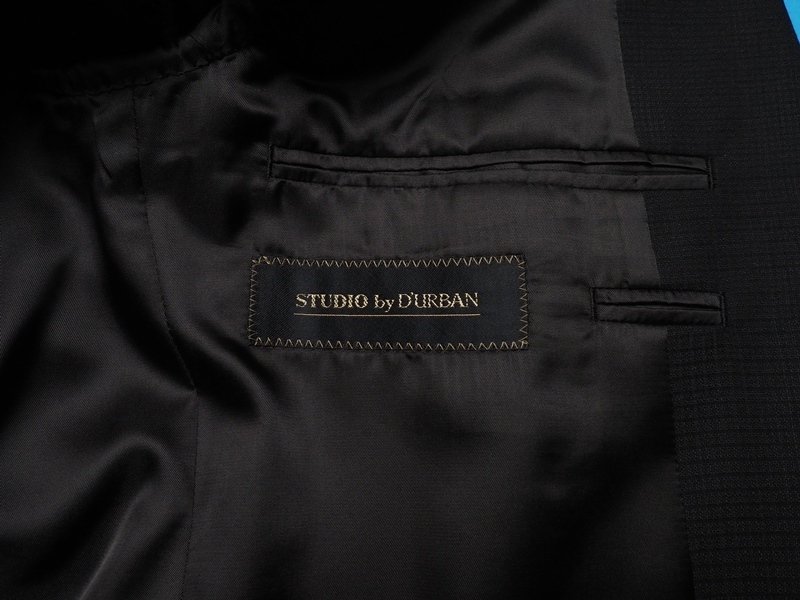新品 STUDIO by DURBAN ダーバン 秋冬総裏 Super100'S 艶感ウール100% シャドーチェック ツーパンツ スーツAB5黒(99) 0401084_画像7