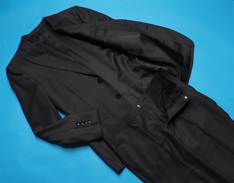 新品 STUDIO by DURBAN ダーバン 秋冬総裏 Super100'S ウール100% ジオメトリック柄 スリーピース スーツA5濃灰(97) 0402273_画像2