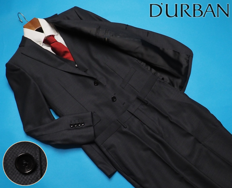 新品 STUDIO by DURBAN ダーバン 秋冬総裏 Super100'S ウール100% ジオメトリック柄 スリーピース スーツA5濃灰(97) 0402273_画像1